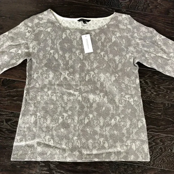 New banana republic bonded metallic lace sweater top blouse small party holiday - Picture 9 of 16